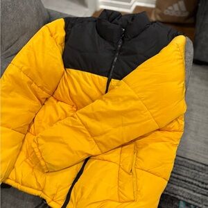 UNIF Black Puffer Jacket with Yellow Interior